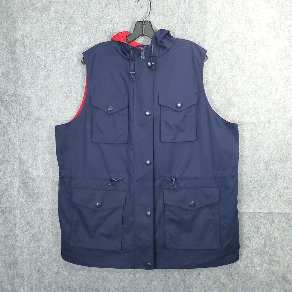 Ralph Lauren Women's Vest Size 2X Navy Blue Red Reversible Zip Water‎ Resistant